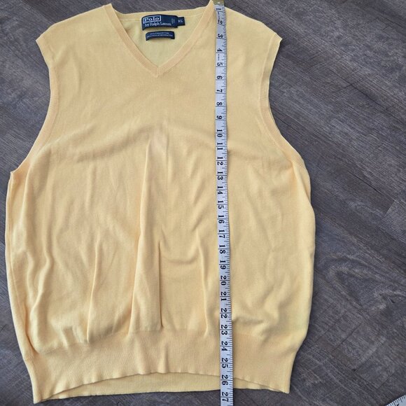 Polo Ralph Lauren Mens XL Yellow V-Neck Sleeveless Sweater Vest 100% Pima Cotton - Picture 7 of 8